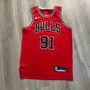 NBA Dennis Rodman #91 Basketball Jersey Men's Medium Red BULLS